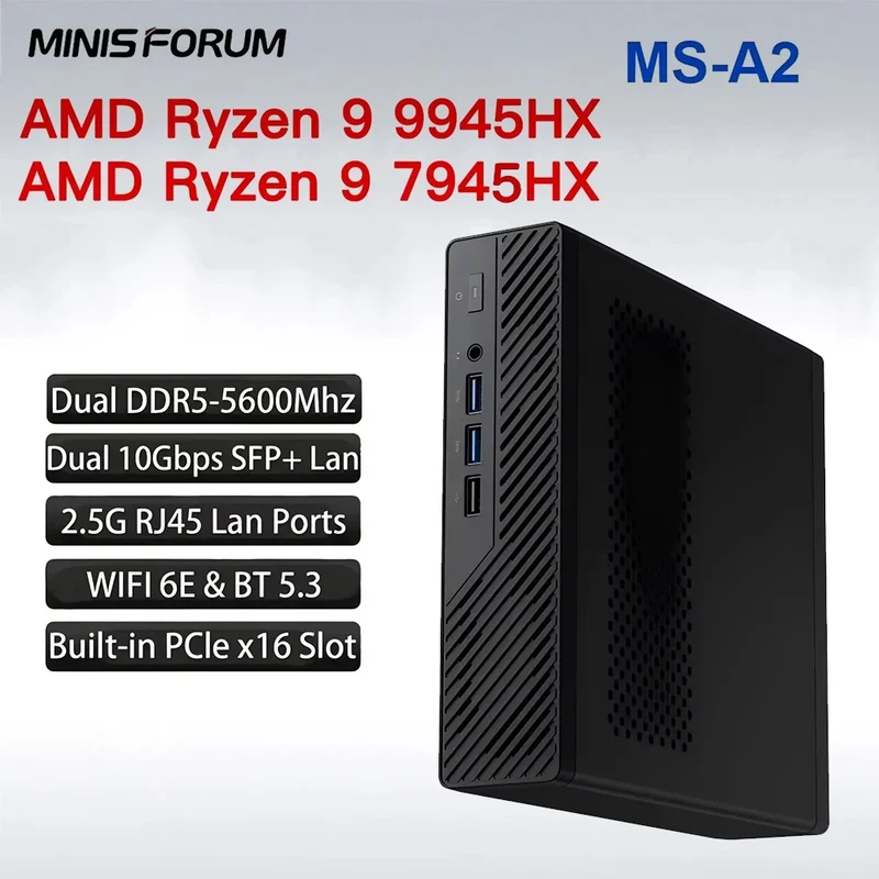 MINISFORUM MS-A2 Mini PC AMD Ryzen 9 9955HX/7945HX Windows 11 DDR5 PCIe SSD WIFI6E BT5.2 Dual 10G SFP+ Gaming MINI PC Computer