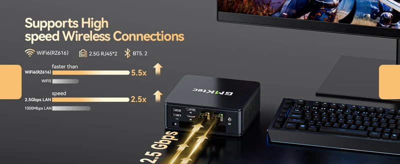 AittactXGMKtec M6 Ultra AMD Ryzen 5 7640HS Mini PC DDR5 M.2 SSD Windows 11 Pro WiFi 6E BT5.2 2.5G LAN Desktop Gaming Office PC