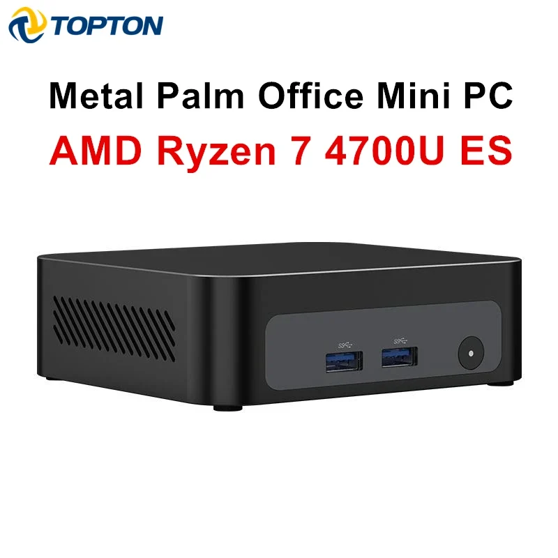 Topton Palm Gaming Mini PC AMD Ryzen 7 4700U ES 3 5300U ES 2*DDR4 2*M.2 Slots Portable Office Desktop PC Windows 11 MiniPC WiFi6