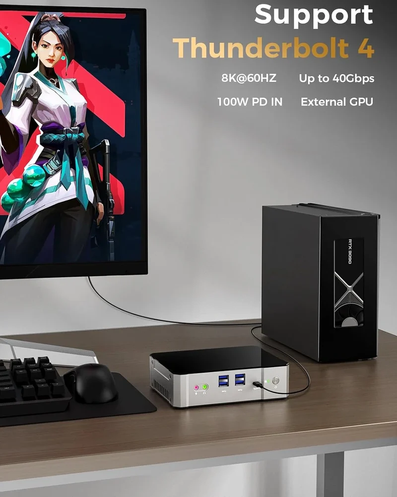 13Th Gen Mini Gaming PC Windows 11 Intel Core i9 13900H DDR5 PCIE4.0 Gamer Office Desktop Mini Computer Quad 4K Displays Wifi6