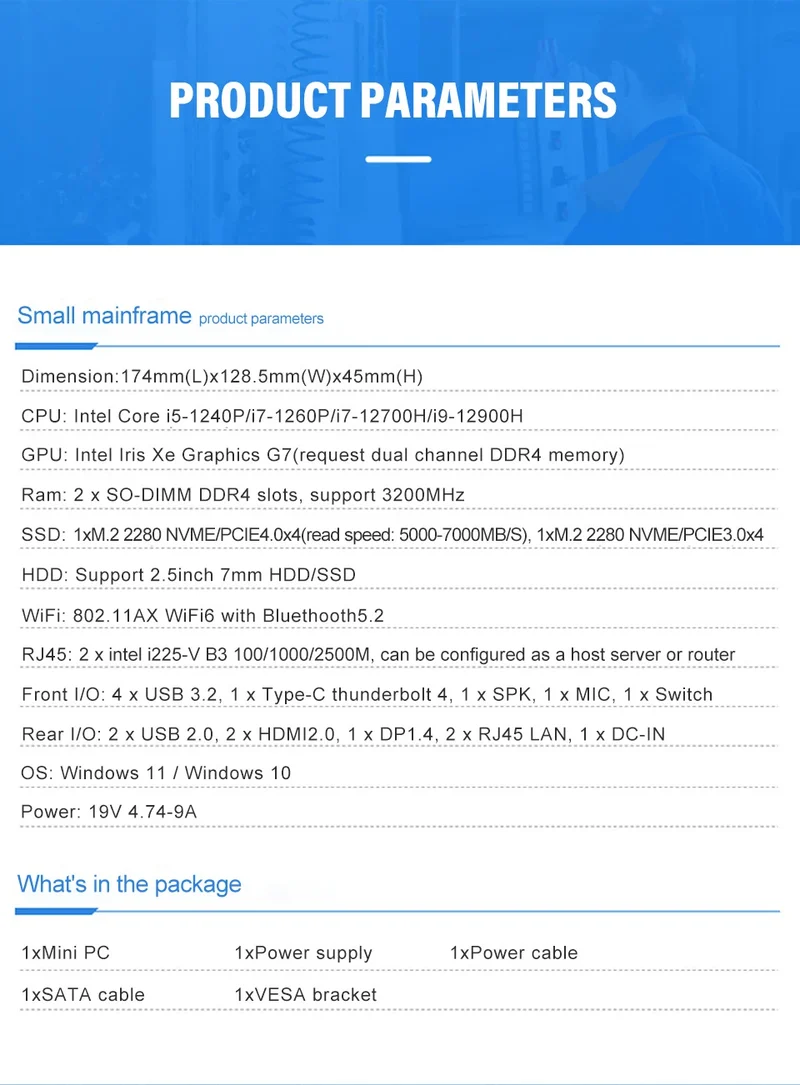 13Th Gen Mini Gaming PC Windows 11 Intel Core i9 13900H DDR5 PCIE4.0 Gamer Office Desktop Mini Computer Quad 4K Displays Wifi6