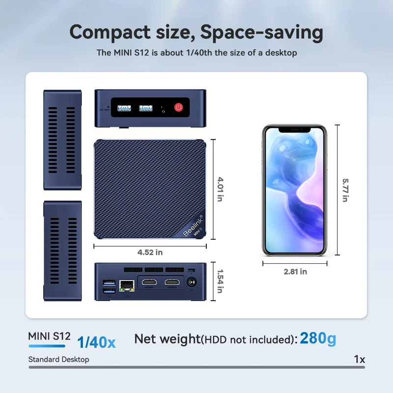 Beelink Mini S13 Intel Twin Lake N150 S12 Pro N100 16G 500G Windows 11 Mini S 11th N5095 DDR4 8GB 128GB Desktop Computer N95