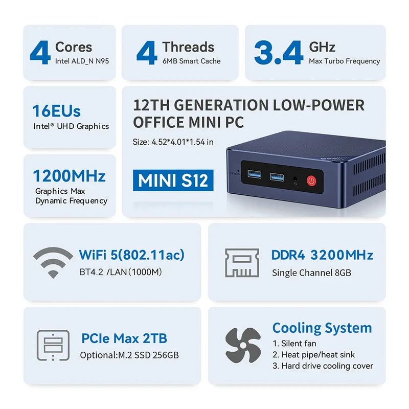 Beelink Mini S13 Intel Twin Lake N150 S12 Pro N100 16G 500G Windows 11 Mini S 11th N5095 DDR4 8GB 128GB Desktop Computer N95