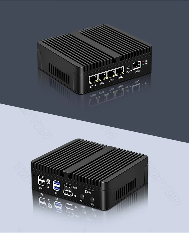 Topton pfSense Firewall Soft Router J6412 J5005 N150 4x i226-V 2.5G LAN NVMe Barebone Fanless Mini PC HDMI2.0 DP AES-NI OPNsense