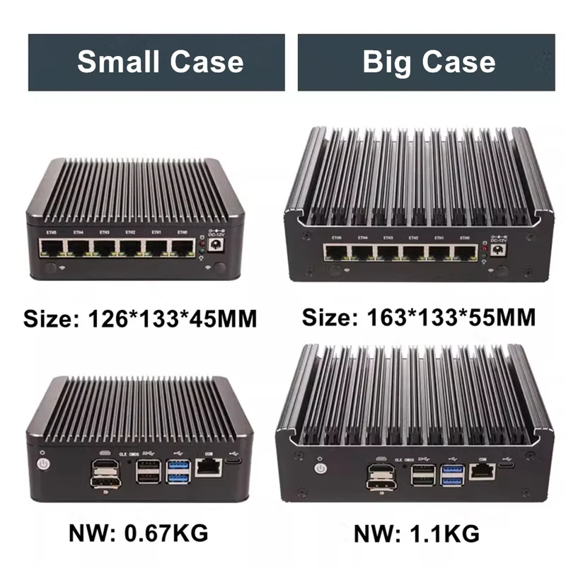 Intel N100 8505 7505 6305 6x i226-V 2.5G Firewall Server Fanless Mini PC DDR4 NVMe 1*COM Type-C pfSense OPNsense Mini Computer