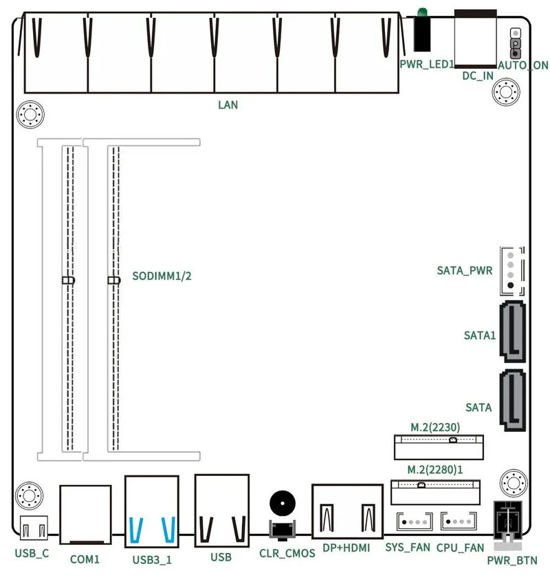 Intel N100 8505 7505 6305 6x i226-V 2.5G Firewall Server Fanless Mini PC DDR4 NVMe 1*COM Type-C pfSense OPNsense Mini Computer