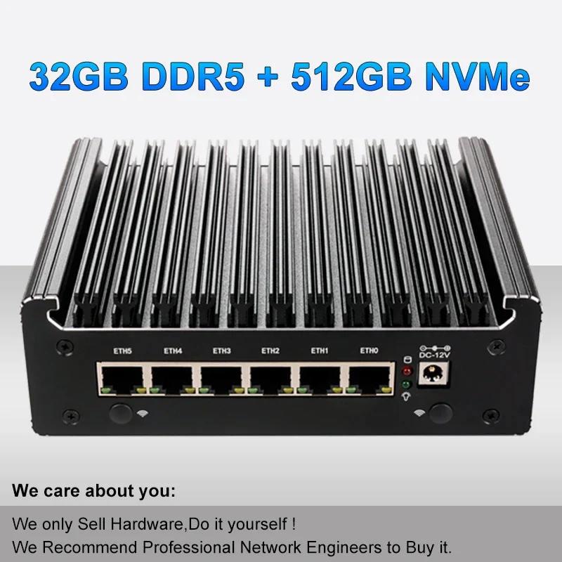 Intel Pentium Gold 8505 Soft Router 6 Lans I226-V 2.5G Fanless Mini PC COM HD DP USB Type-C DDR5 SATA PfSense Firewall Appliance