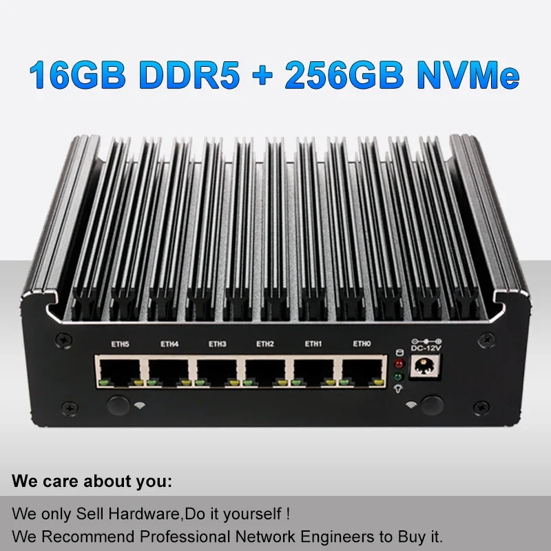 Intel Pentium Gold 8505 Soft Router 6 Lans I226-V 2.5G Fanless Mini PC COM HD DP USB Type-C DDR5 SATA PfSense Firewall Appliance