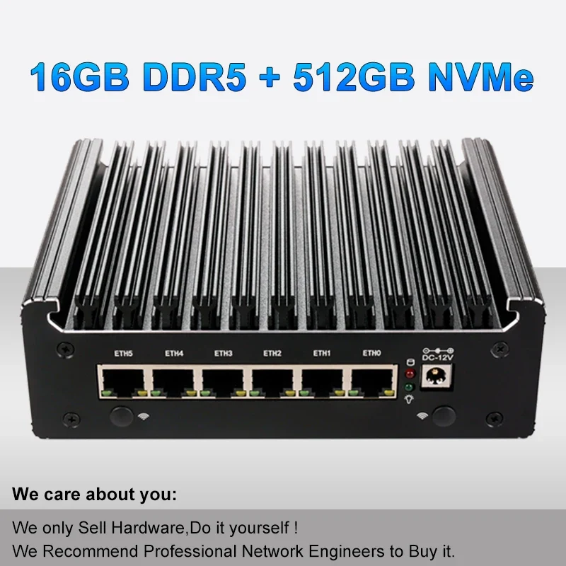 Intel Pentium Gold 8505 Soft Router 6 Lans I226-V 2.5G Fanless Mini PC COM HD DP USB Type-C DDR5 SATA PfSense Firewall Appliance