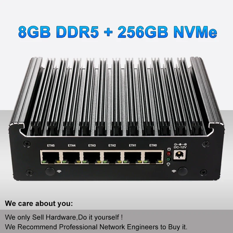 Intel Pentium Gold 8505 Soft Router 6 Lans I226-V 2.5G Fanless Mini PC COM HD DP USB Type-C DDR5 SATA PfSense Firewall Appliance
