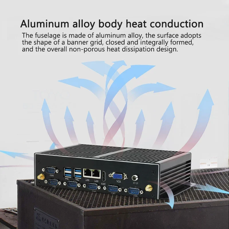 Industrial Mini PC Fanless Dual LAN 6x COM-RS232 Support 1x RS485 Intel I7-5500U Celeron J1900 SIM Slot Mini-PCIe Windows Linux