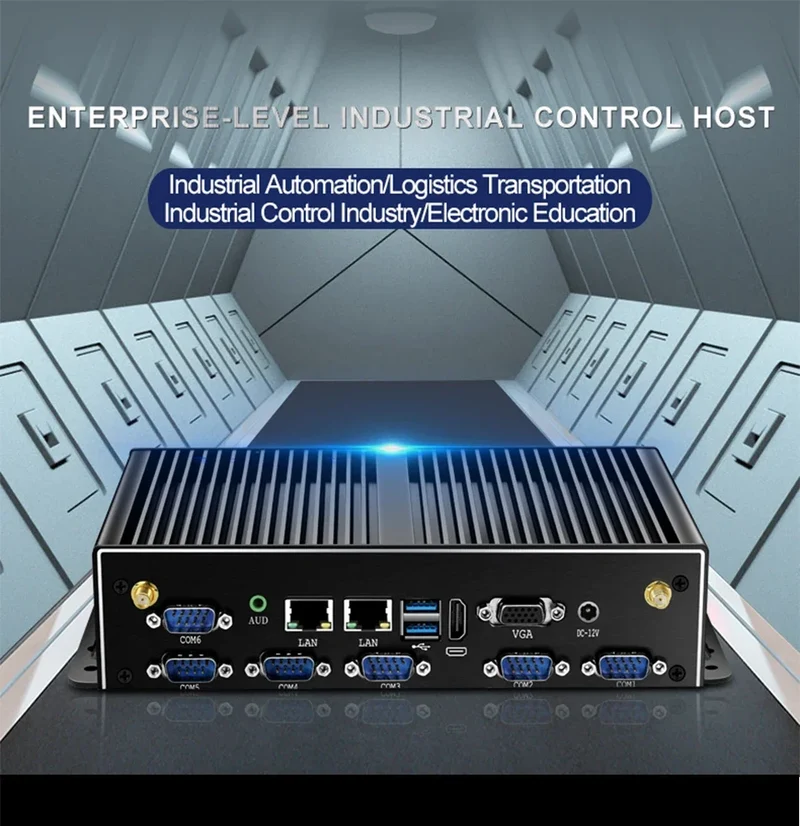 Industrial Mini PC Fanless Dual LAN 6x COM-RS232 Support 1x RS485 Intel I7-5500U Celeron J1900 SIM Slot Mini-PCIe Windows Linux