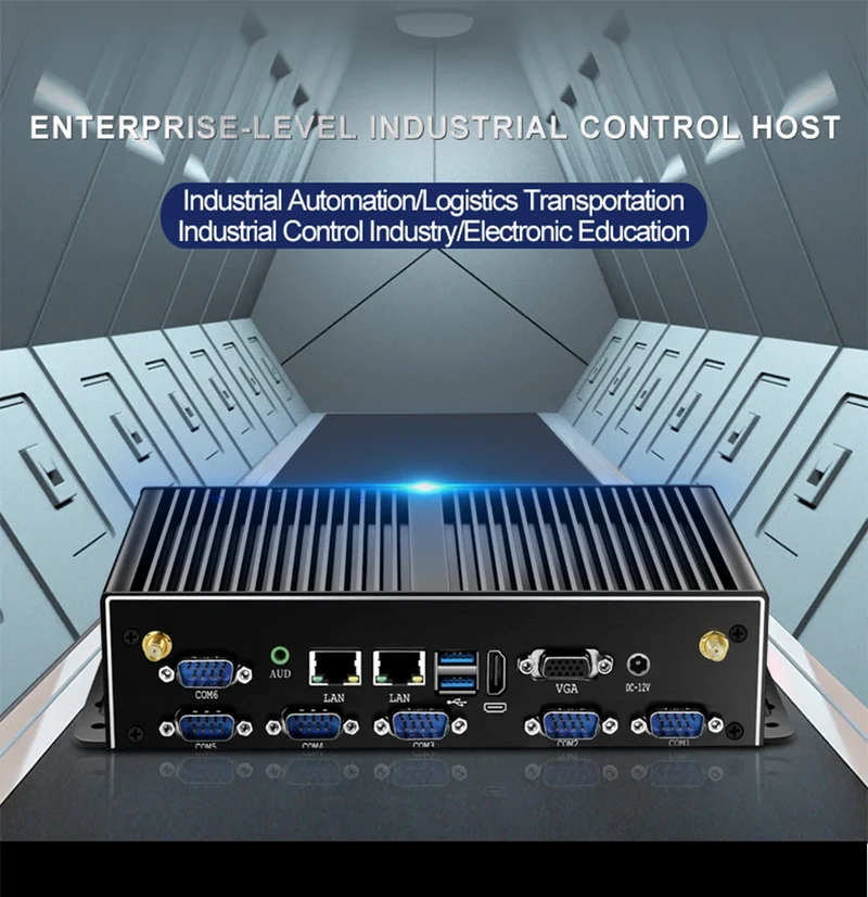 Industrial Mini PC Fanless Dual LAN 6x COM-RS232 Support 1x RS485 Intel I7-5500U Celeron J1900 SIM Slot Mini-PCIe Windows Linux