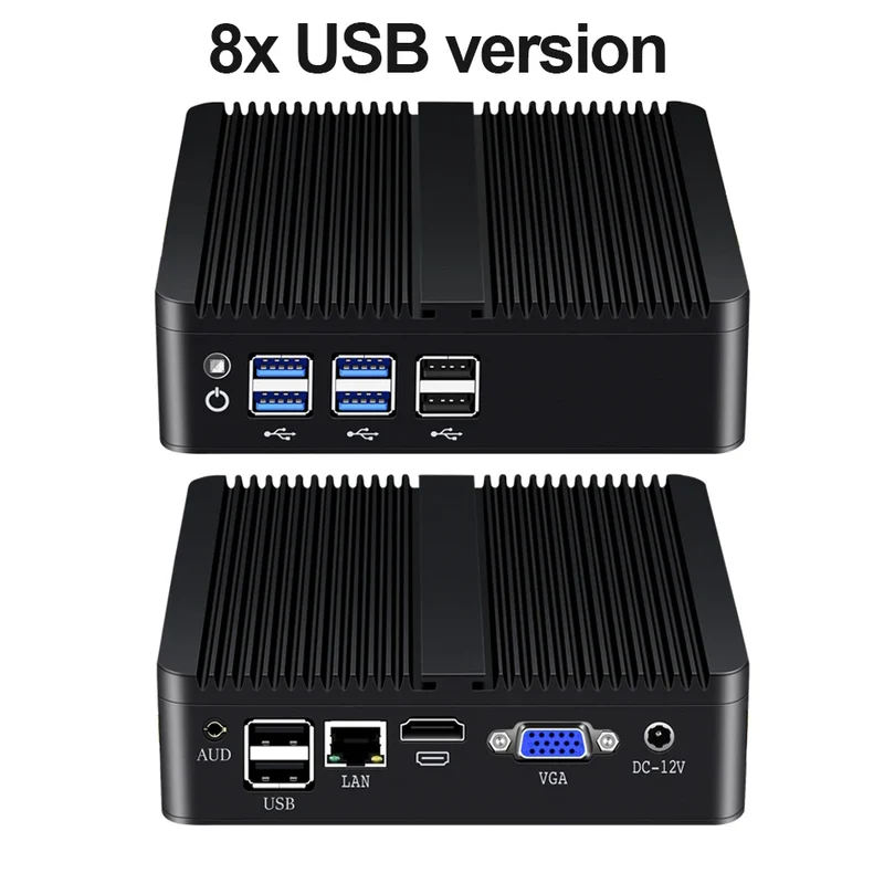 XCY Fanless Mini PC Intel Core I7 4500U I5 4200U Gigabit Ethernet HDMI VGA Display 8x USB Ports Support WiFi Windows Linux