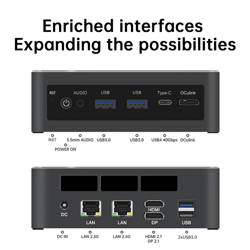 TOPC OCuLink Mini Gaming PC Intel Core (Ultra 9 285H ES/7 255H ES/5 235H ES) USB4, Dual 2.5G LAN,WiFi 6E, Windows 11 Desktop