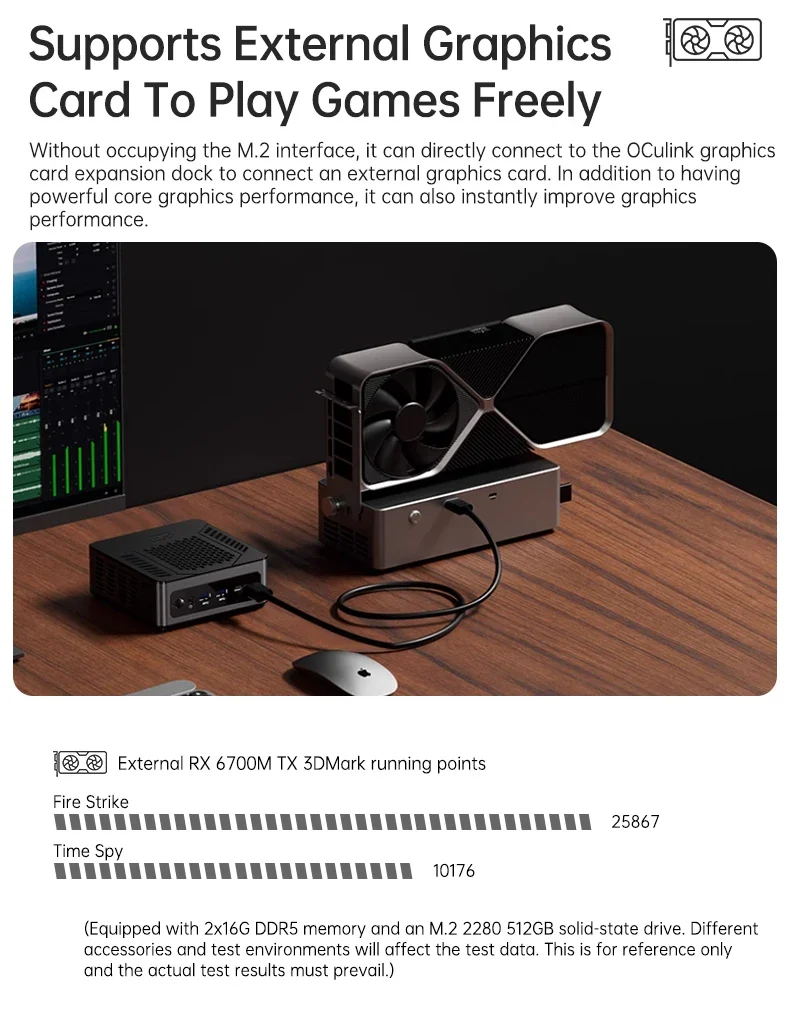 TOPC OCuLink Mini Gaming PC Intel Core (Ultra 9 285H ES/7 255H ES/5 235H ES) USB4, Dual 2.5G LAN,WiFi 6E, Windows 11 Desktop