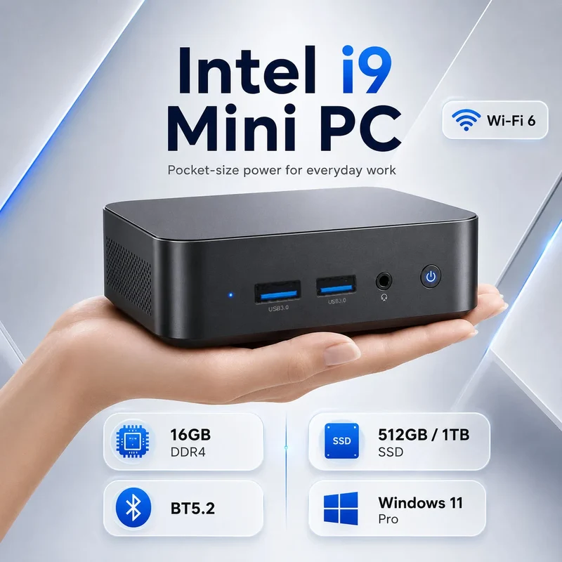 MINI Gaming PC Windows 11 Intel Core I9 10980hk 16GB 32GB RAM 1TB SSD WIFI 6 BT5.2 4K HD Mini Gaming Office Study PC