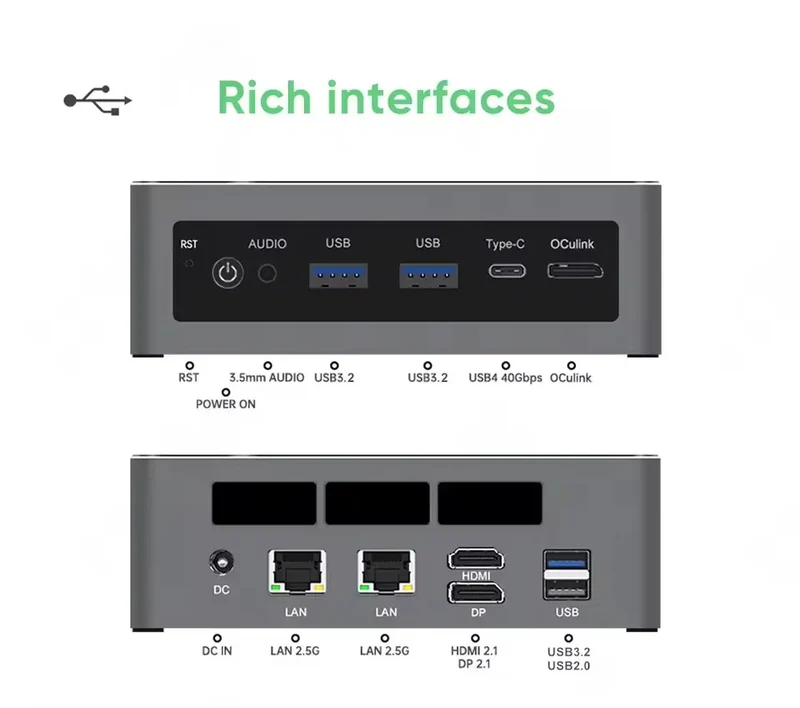 Topton 2x2.5G LAN Gaming Mini PC AMD Ryzen AI 9 H 465 HX 370 ES AI 7 ES OCuLink Desktop Computer Windows 11 WiFi6E For Open Claw