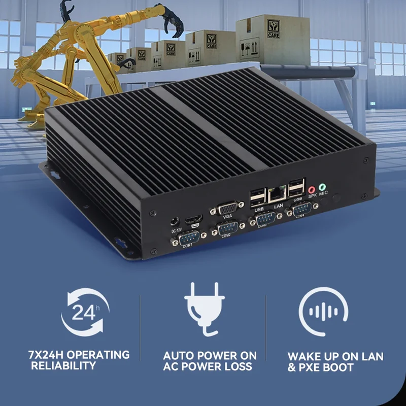 XCY Fanless Industrial Mini PC Intel Core I5-3317U 4x COM DB9 8x USB Support Windows XP/7/8/10 Linux