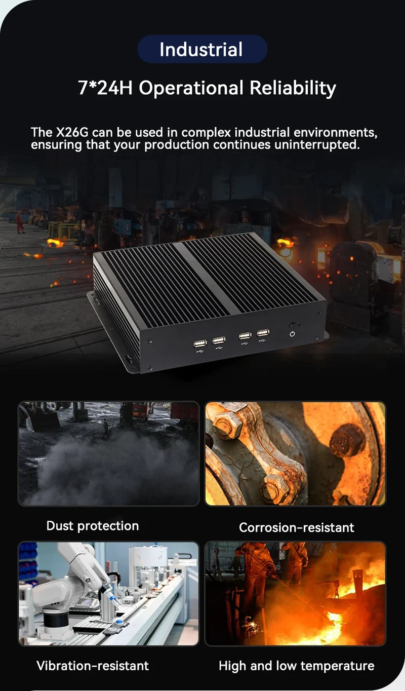 XCY Fanless Industrial Mini PC Intel Core I5-3317U 4x COM DB9 8x USB Support Windows XP/7/8/10 Linux