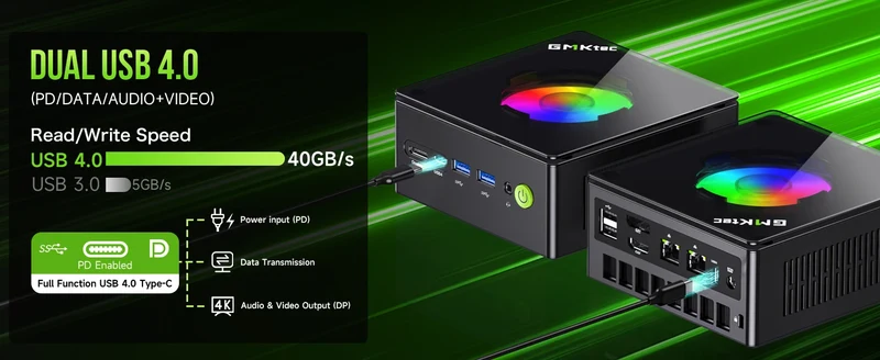 GMKtec K11 Mini PC AMD Ryzen 9 8945HS PC Gaming OCuLink DDR5 5600MHz 16GB/32GB RAM 512GB/1TB SSD Barebone USB4 Dual 2.5G LAN