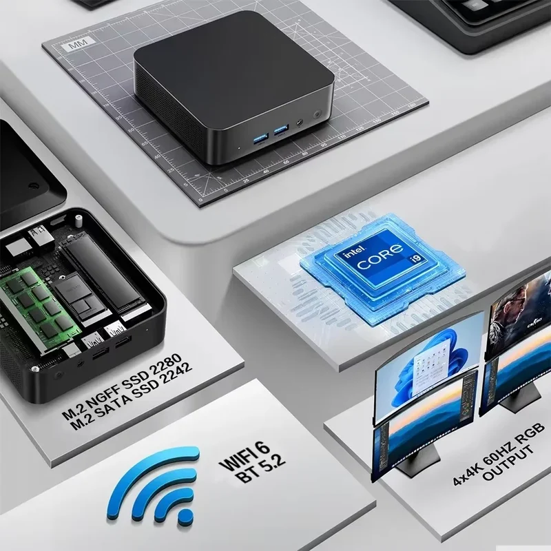 NEW MINI PC Windows 11 Intel Core I9 10980HK/intel N150 16GB RAM 1TB SSD WIFI 6 BT5.2 4K HD Mini Gaming Office Study PC