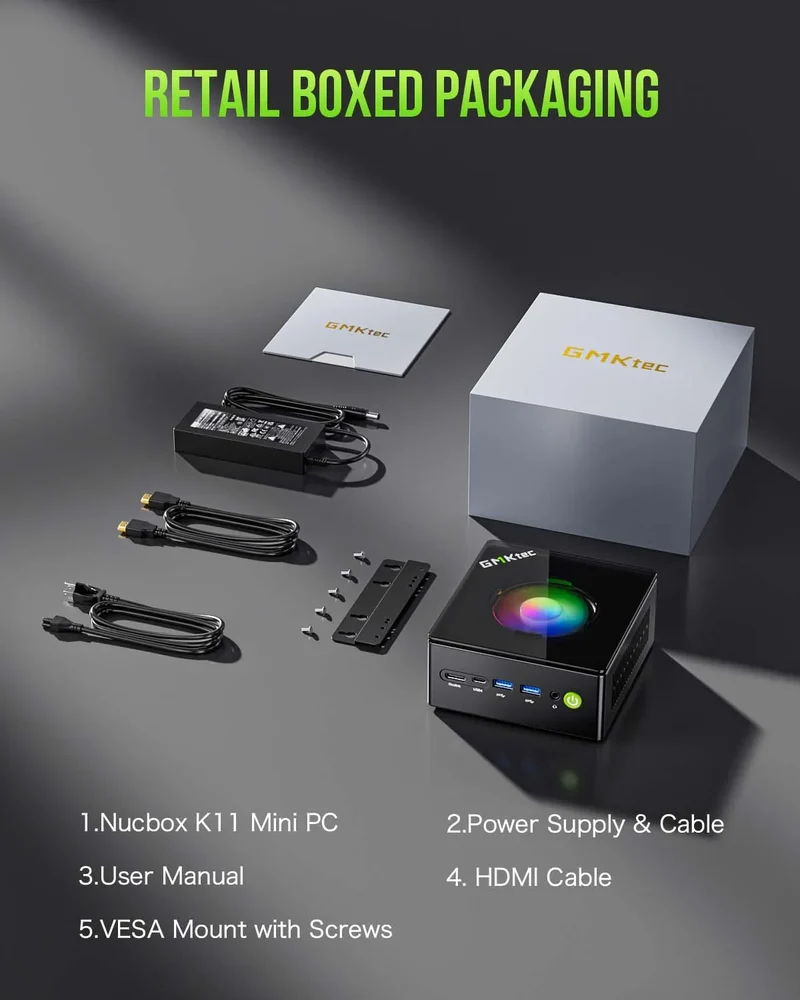 GMKtec Mini PC K11 K8 PLUS M7 AMD Ryzen R9 8945HS R7 8845HS 6850H Windows 11 WiFi6 2*DDR5 USB4.0 2.5G LAN OCulink Gamer Computer