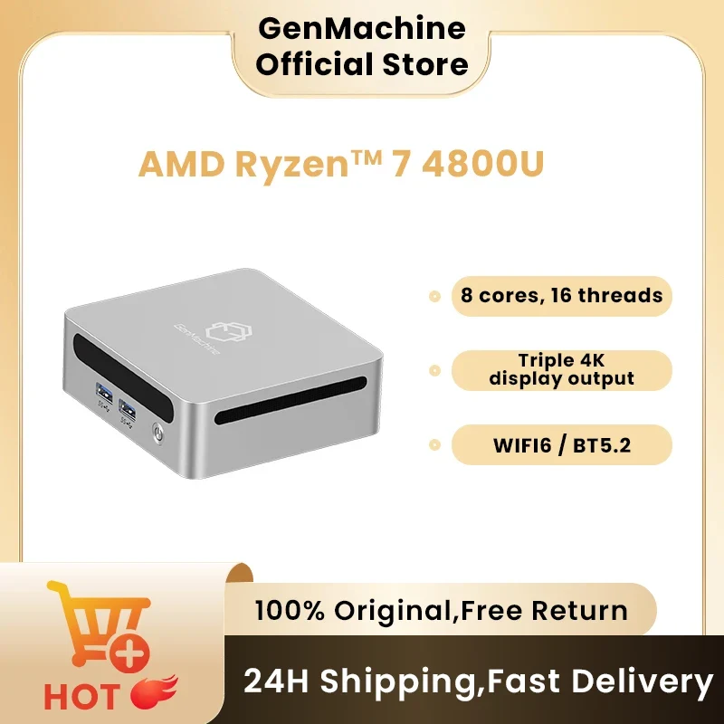 GenMachine AMD Ryzen™ 7 4800U Windows 11 Ryzen MINI PC DDR4 8 Core 16 Thread 1.8GHz Up to 4.2GHz TDP 15W WIFI6 BT5.2 4.2GHz