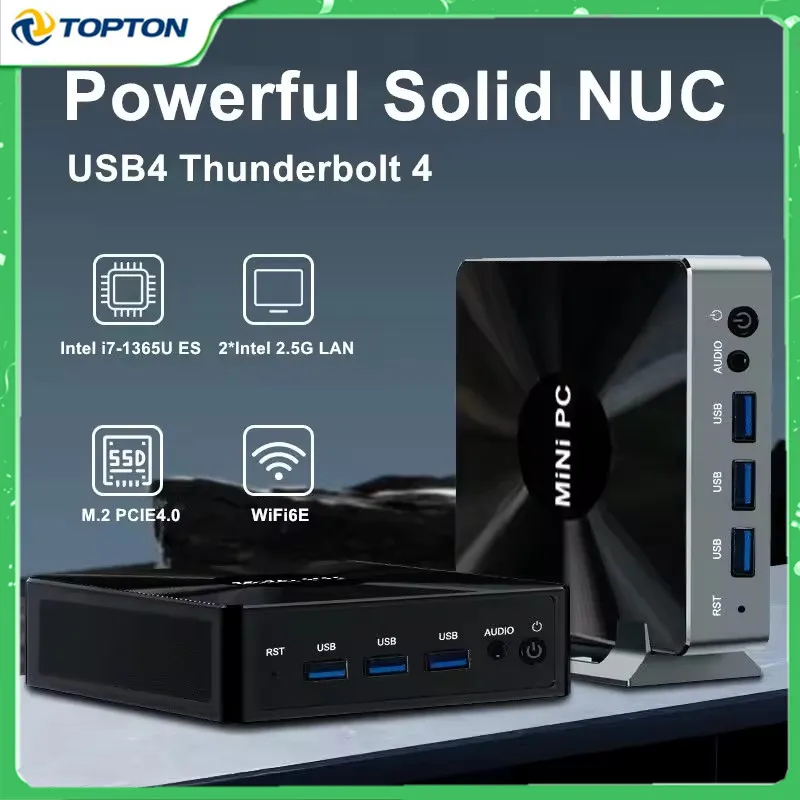 Topton Solid Nuc D17 Gaming Mini Computer Intel i7 1360P/1365U ES Thunderbolt 4 2*DDR5 2*2.5G LAN Firewall PC Windows 11 WiFi6E