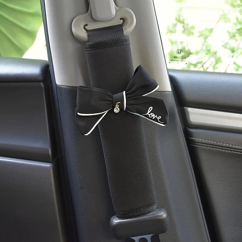 2pcs Cute Women Bowknot Car Seat Belt Cover Auto Seat Belt Shoulder Strap Harness Cushion Protector Pads Decoration Protection