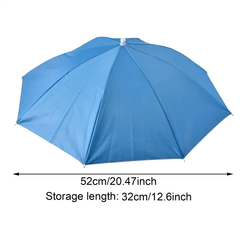 Foldable Head Umbrella Hat Portable Foldable Rain Umbrella Hat Outdoor Fishing Sunshade Hat for Golf Gardening Camping