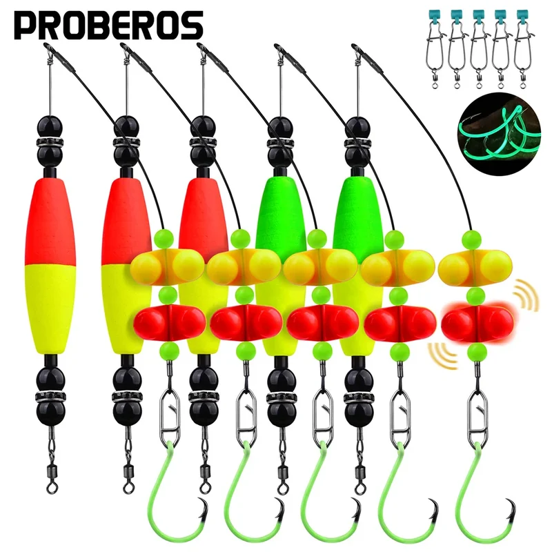 PROBEROS 5pcs 6/0 8/0 10/0 Artificial Catfish Rigs with Rattler High Quality Fishing Equipment for Freshwater Fishing Wholesale