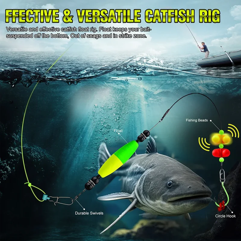 PROBEROS 5pcs 6/0 8/0 10/0 Artificial Catfish Rigs with Rattler High Quality Fishing Equipment for Freshwater Fishing Wholesale