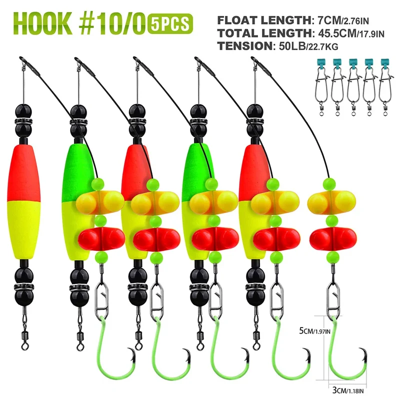 PROBEROS 5pcs 6/0 8/0 10/0 Artificial Catfish Rigs with Rattler High Quality Fishing Equipment for Freshwater Fishing Wholesale