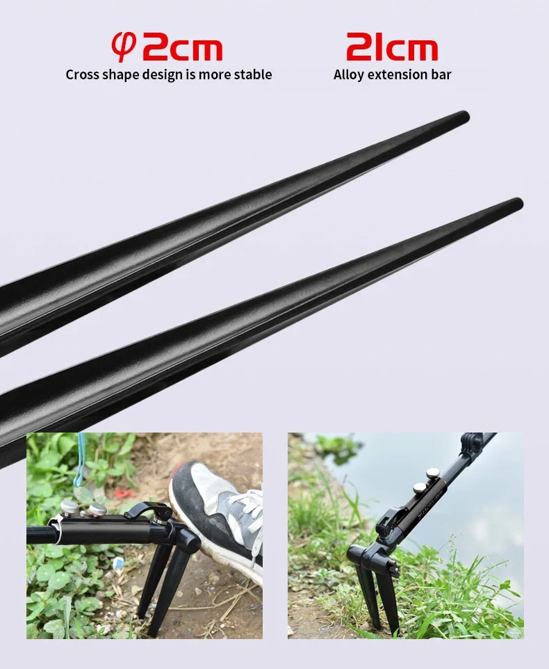 Shawto 2.1M Stainless Steel Thickened Telescopic Fishing Rod Holder 7 Section Bracket Rack Pole Stand Fishing Tools