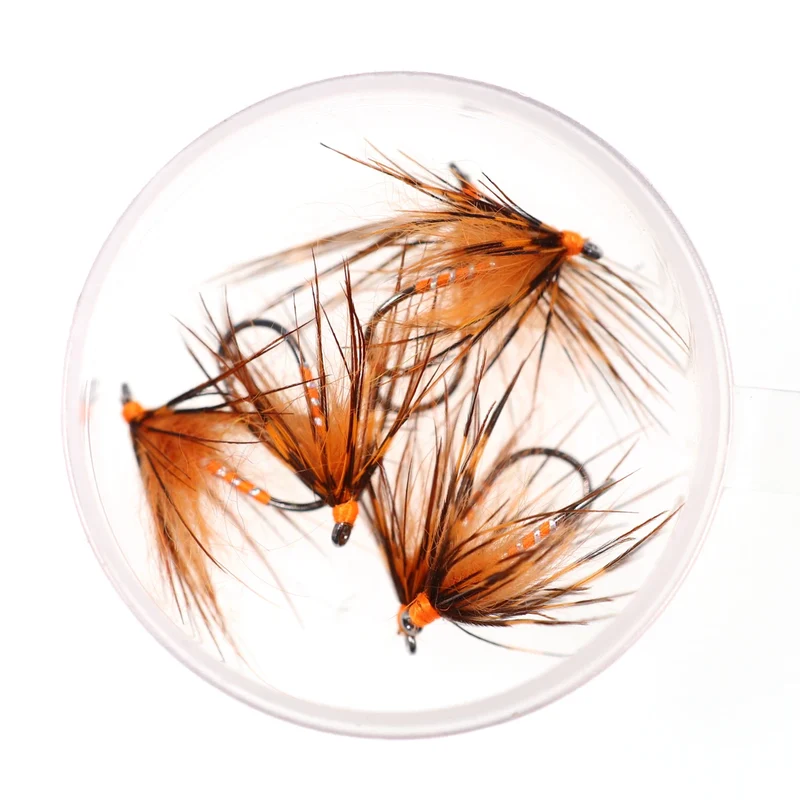 Vampfly 8PCS Size #12 Tenkara Nymph Wet Fly Trout Fishing Fly Soft Hackle Spider Trout Flies Bait Lures Black Orange Yellow