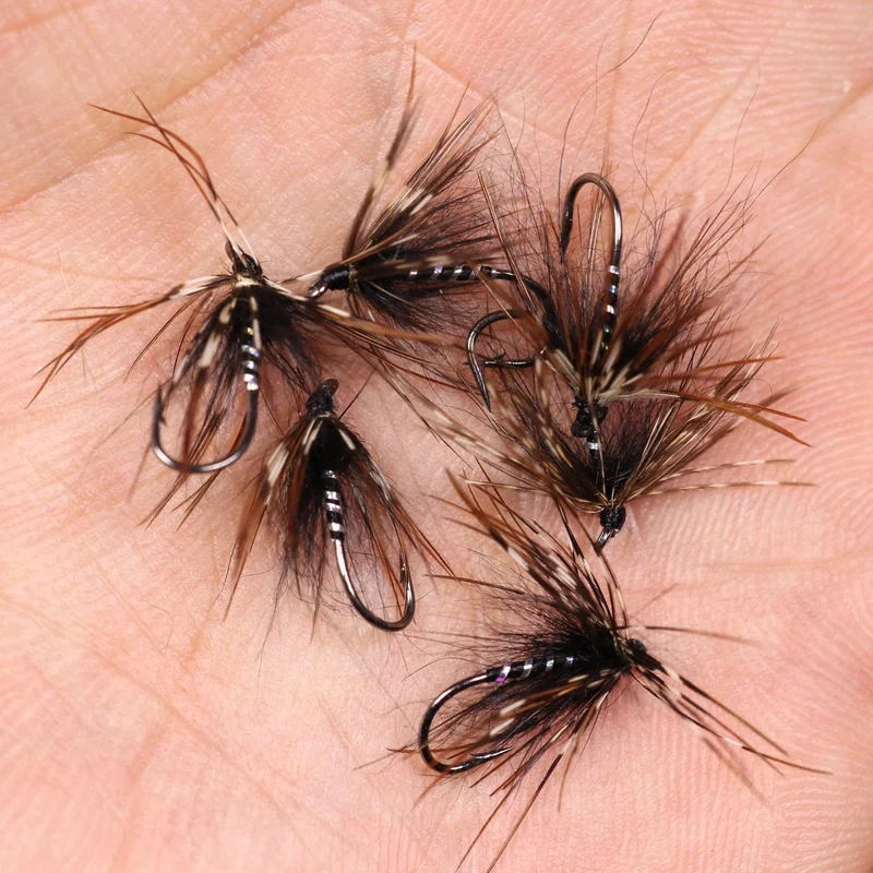 Vampfly 8PCS Size #12 Tenkara Nymph Wet Fly Trout Fishing Fly Soft Hackle Spider Trout Flies Bait Lures Black Orange Yellow