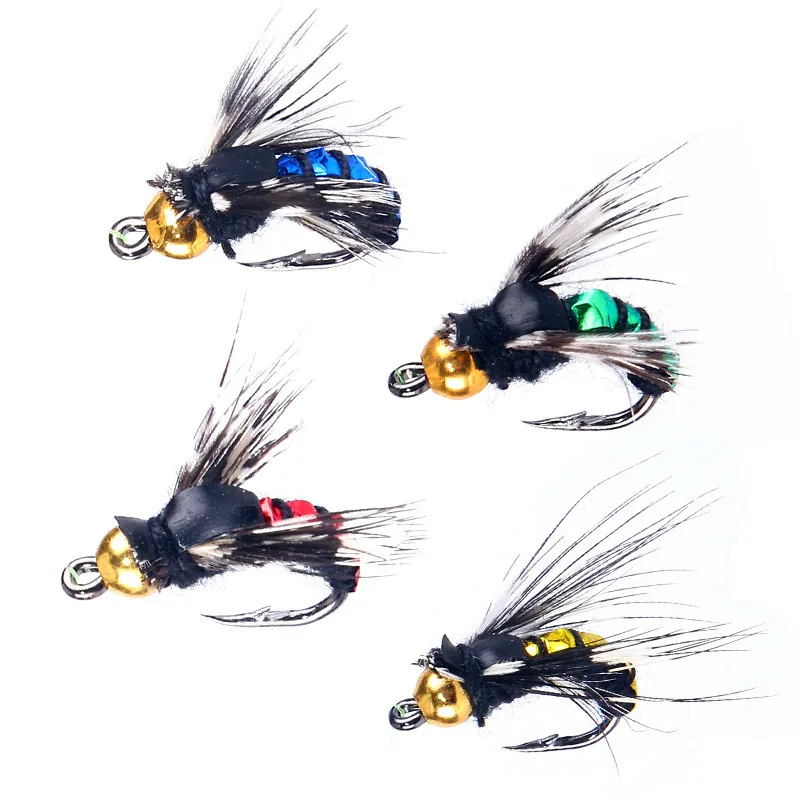 5/10pcs Brass Bead Head Fast Sinking Nymph Scud Fly Bug Worm Trout Fishing Flies Artificial Insect Fishing Bait Lure