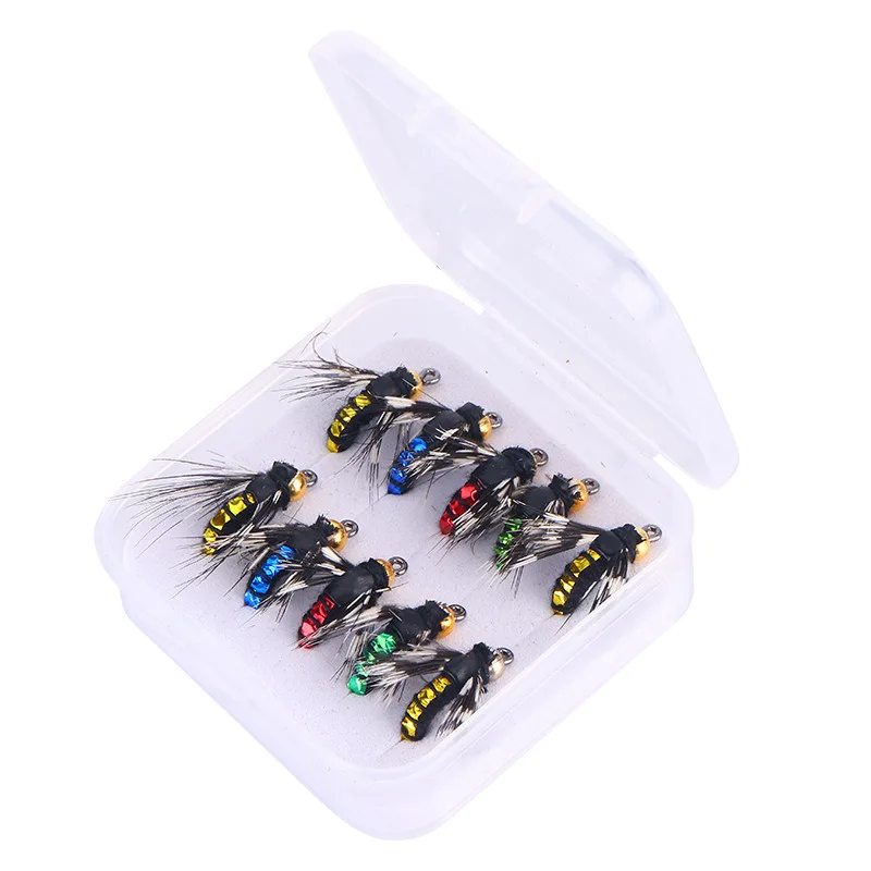 5/10pcs Brass Bead Head Fast Sinking Nymph Scud Fly Bug Worm Trout Fishing Flies Artificial Insect Fishing Bait Lure