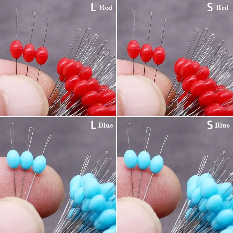100pcs/Pack S/LOlive Float Fishing Bobber Silicone Stopper Red/Blue Space Bean Connector Line Resistance Fishing Accessories