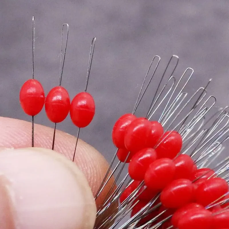 100pcs/Pack S/LOlive Float Fishing Bobber Silicone Stopper Red/Blue Space Bean Connector Line Resistance Fishing Accessories