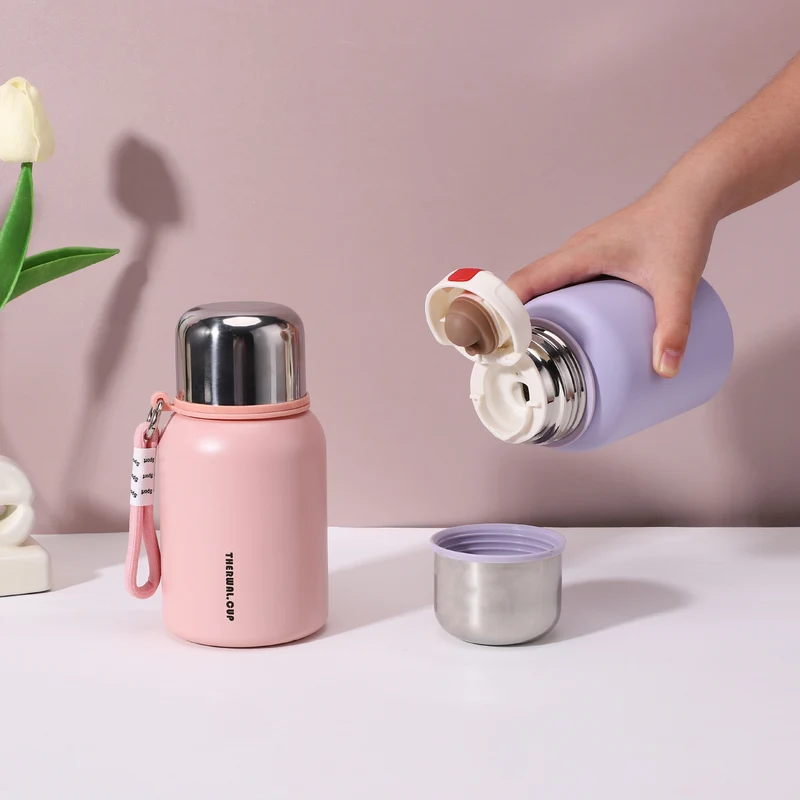 316 Stainless Steel All-Steel Lid Thermos Cup Mini Compact Flap Pocket Pants Cup High-Looking Portable Water Cup with Rope Customization