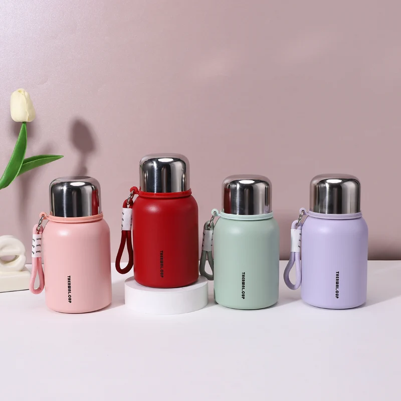 316 Stainless Steel All-Steel Lid Thermos Cup Mini Compact Flap Pocket Pants Cup High-Looking Portable Water Cup with Rope Customization