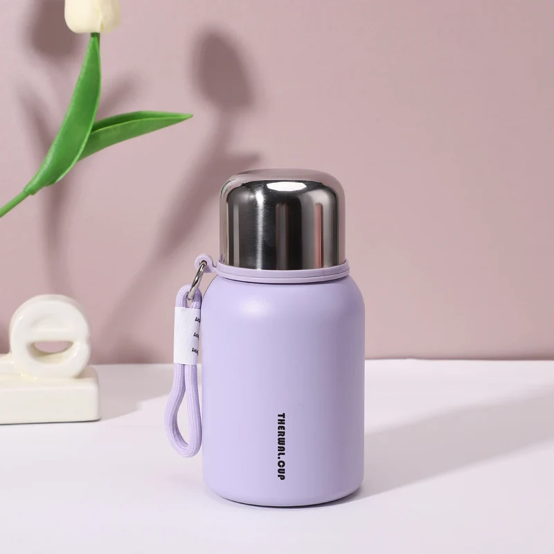 316 Stainless Steel All-Steel Lid Thermos Cup Mini Compact Flap Pocket Pants Cup High-Looking Portable Water Cup with Rope Customization