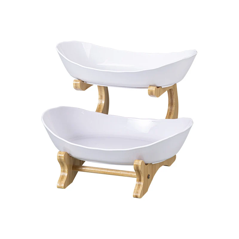 Imitation Wood Grain Household Cross-Border Multi-Layer Household Living Room Fruit Plate Candy Fruit Plate Three-Layer Double-Layer Plastic Rack Fruit Plate