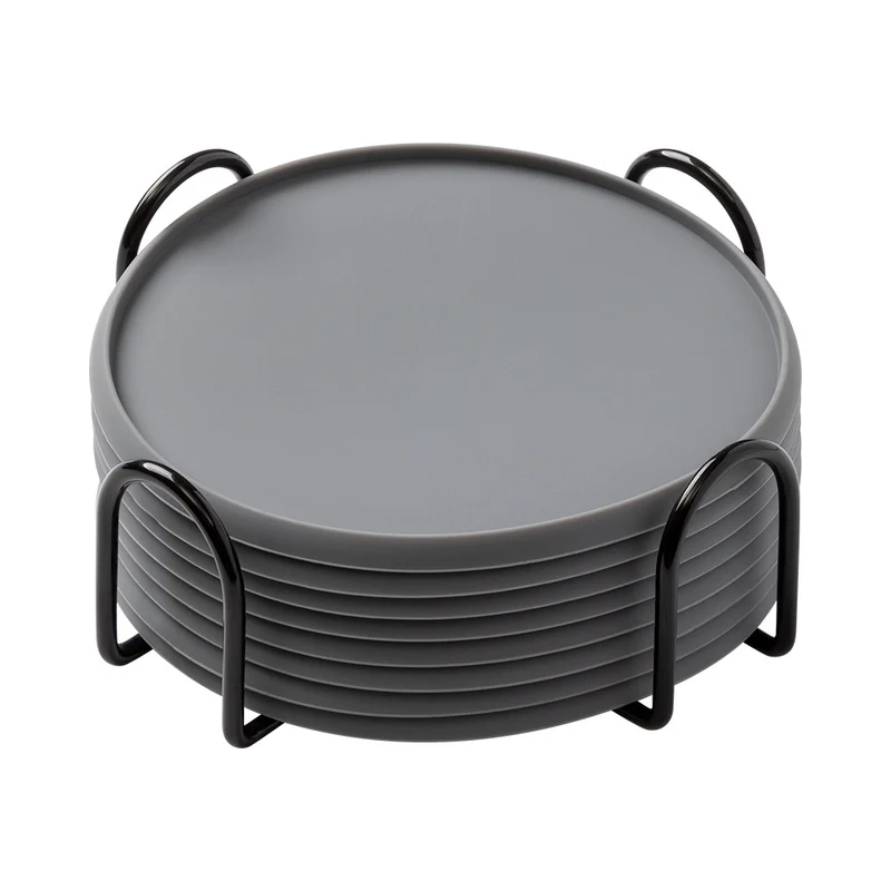 Wholesale Round 10cm Silicone Coaster Set with Cup Holder for Storing Food-Grade Tea Cups
