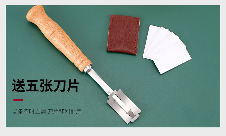 Wooden Handle Curved Bread Cutter Creative Stainless Steel Bread Trimming Knife Dough Dividing Knife European Style Baguette Cutting Pattern
