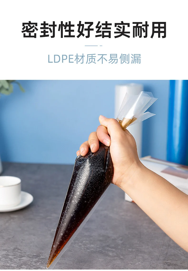 Explosion-Proof High-Pressure Disposable Piping Bag Thickeneded Transparent Spot Plastic Ldpe Environmentally Friendly Triangle Bag 50 Pieces Small Size