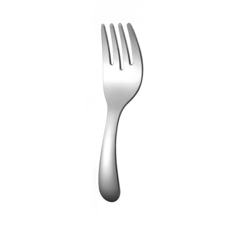 Stainless Steel Portable Spoon and Fork Set Children's Rice Spoon Dessert Spoon Fruit Fork Short Handle Fork Spoon Mini Tableware