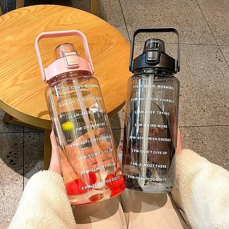 Water Cup, Super Large Capacity, High Appearance, Ton-Ton Barrel, Outdoor Sports Straw Cup, New Scale Cup, High Temperature Resistant Kettle